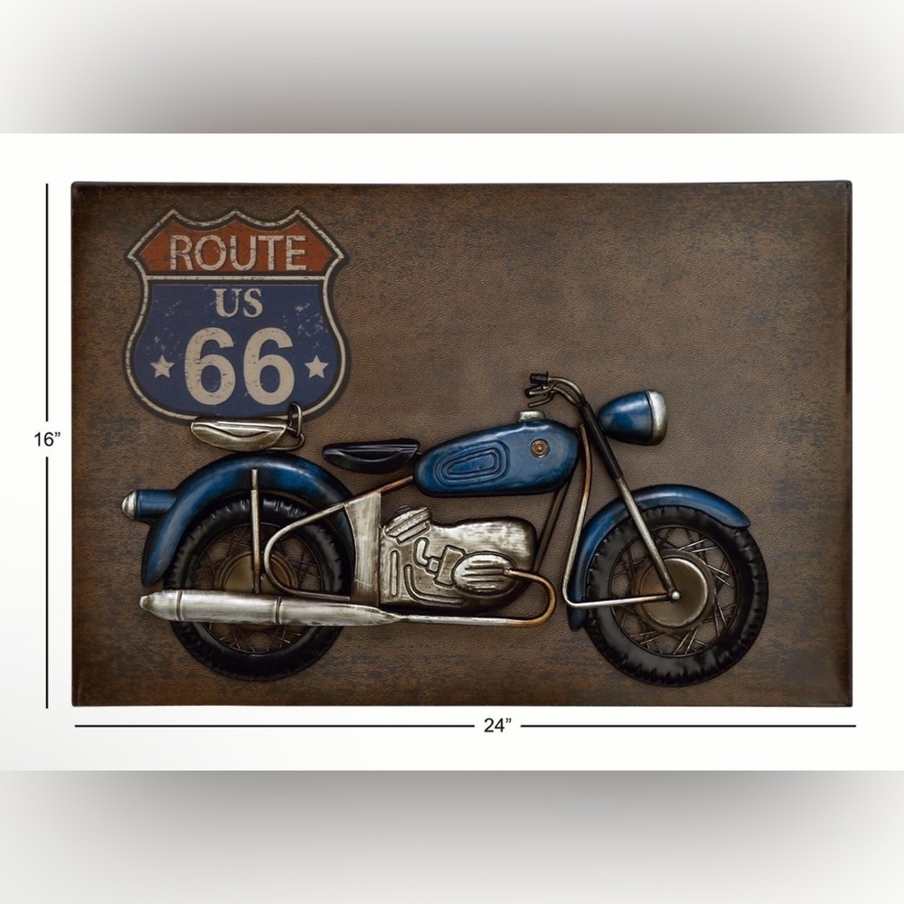 DecMode Rustic Route 66 Metal Wall Decor, 24" x 16"